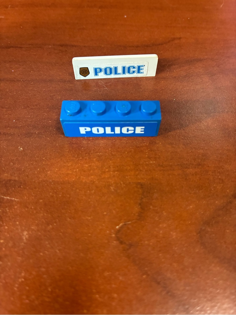 Lego Blue POLICE Brick and White Sign